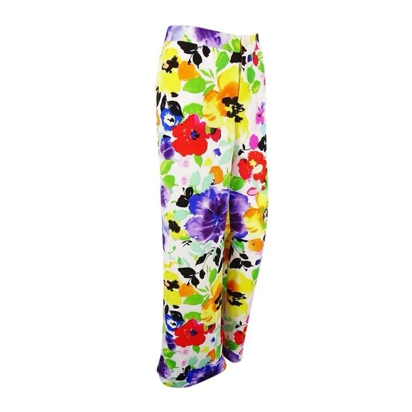 $298 Ralph Lauren Floral Hawaiian Flower Wide Leg Silky Summer Dress Pants 8P - Picture 5 of 16